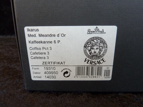 Cafetera Rosenthal "VERSACE MEDAILLON MEANDRE D'OR" / 1,20 LTR. / EMBALAJE ORIGINAL - Imagen 4 de 4