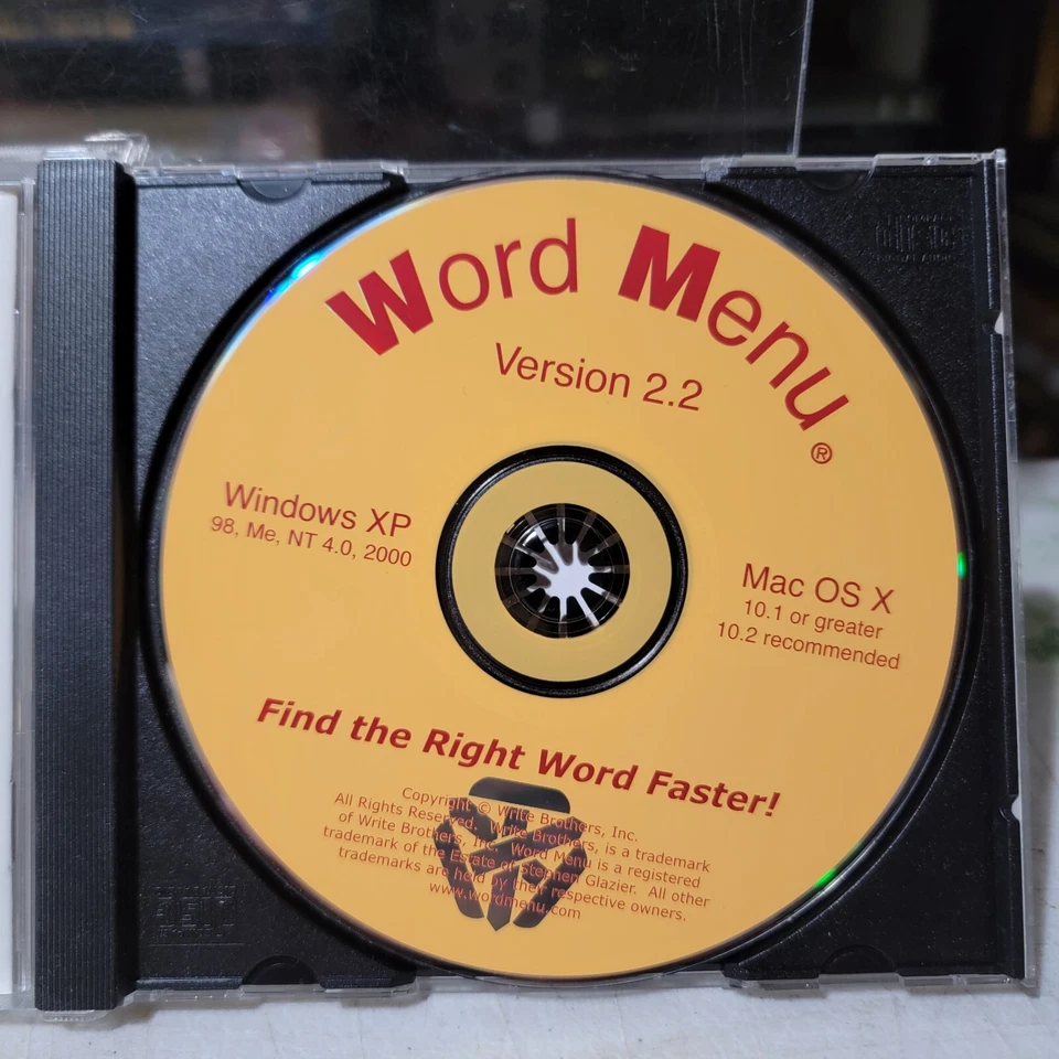 Write Brothers Stephen Glazier Word Menu 2.2 PC CD CDROM Windows Mac Reference - Image 3 of 4