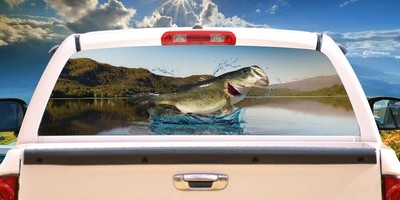 Bass Rear Window Graphic Truck View Thru Vinyl Decal HD Graphics Professional...