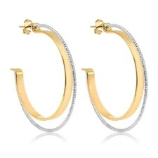 EARRING DOUBLE ARGOLA 18K GOLD PLATED WITH CARVED ZIRCONIA 