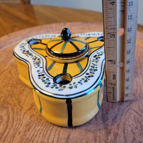 Vintage Art Decò porcellana francese Faience Encrier o calamaio triangolare anni '30 /LEGGI - Foto 22 di 24