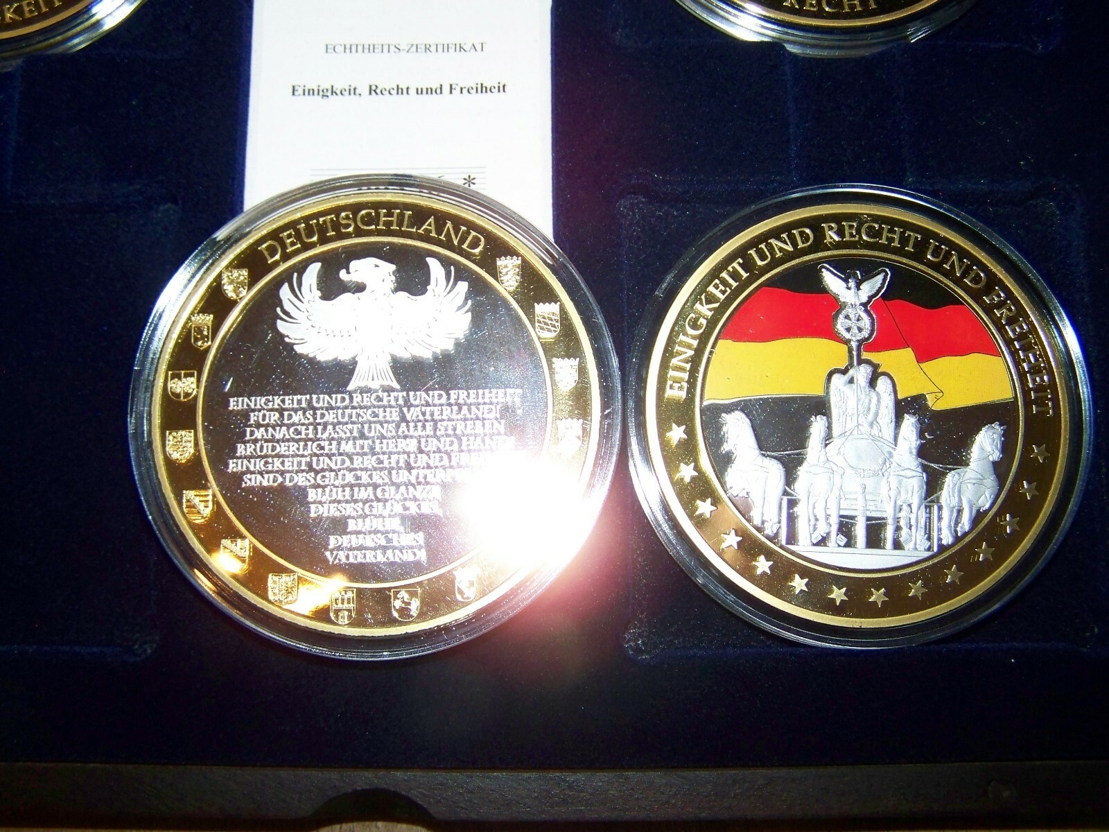 MEDAILLEN SET - EINIGKEIT, RECHT, FREIHEIT - MIT SILBER / GOLD / FARBE