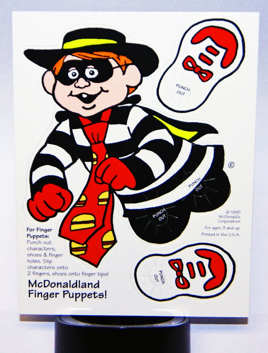 アンティーク雑貨 Hamburglar Hand Puppet 1995 McDonalds Hamburglar McDonaldland Punch Out Finger Puppet