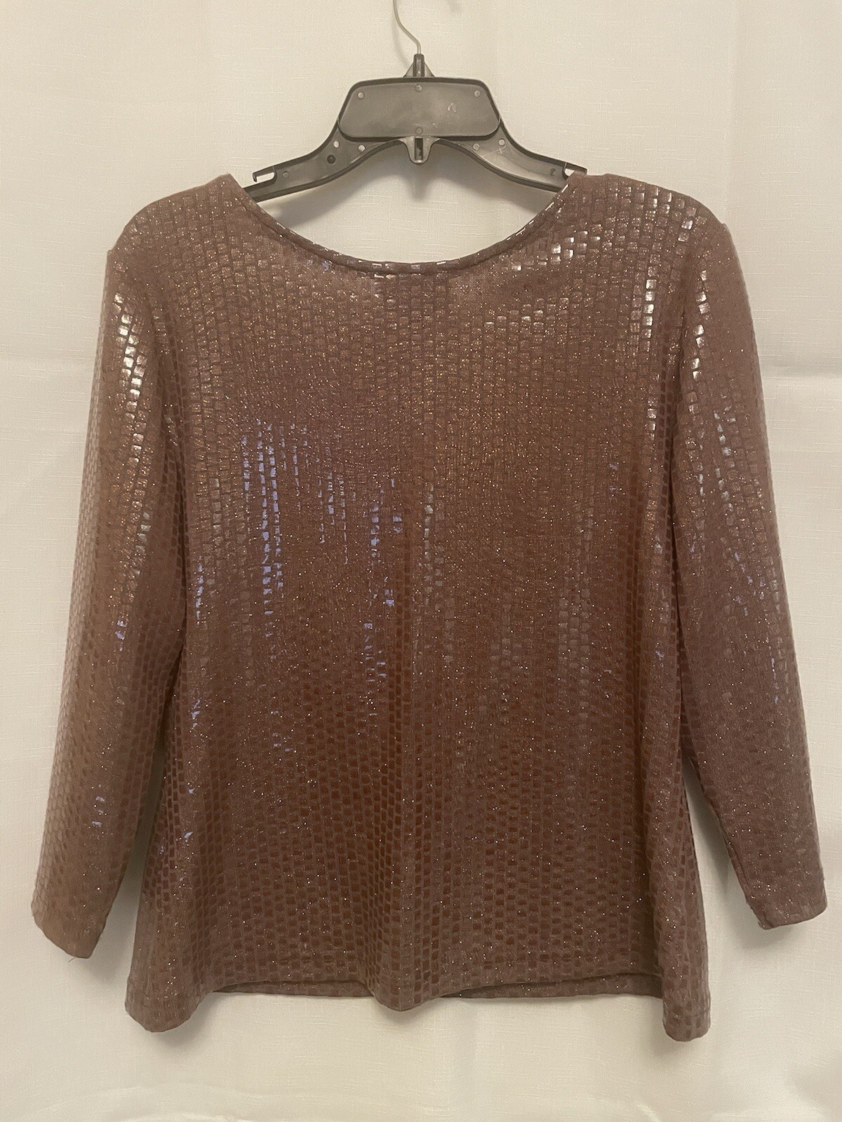 Joseph Ribhoff Metallic Square Pattern Top Brown … - image 2