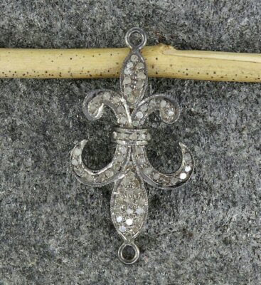 Pflastern Diamant Fleur De Lis Anhänger 925 Silber Lilie Geschenk