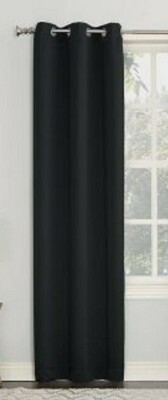 Sun Zero- Kenneth Energy Saving Blackout Grommet Curtain Panel, Black, 63''x40''