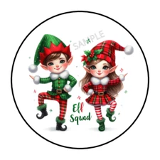 Christmas elf squad stickers, envelope seals, labels, tags, round