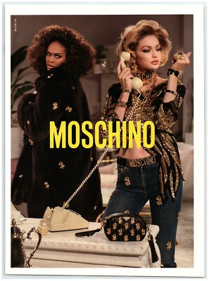 2019 Moschino Print Ad, Gigi Hadid & Irina Shayk Dynasty Soap Opera Choker Belt