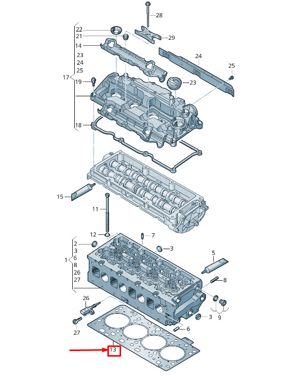 Joint de culasse pour moteur Audi A6 C8 05L103383Ad