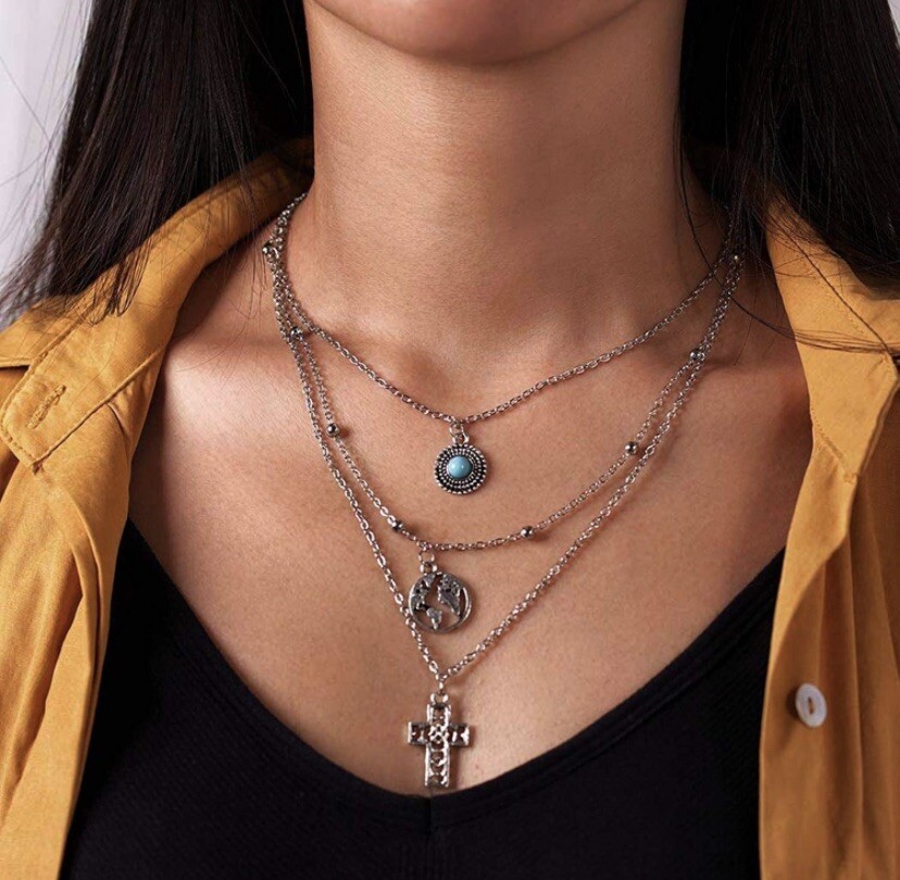 Set Braccialetti Boho Donna – 3 Pezzi: Perline Impilabili, Foglia, Catena Occhio Di Dio E Cuore – Elastico Vintage - 2