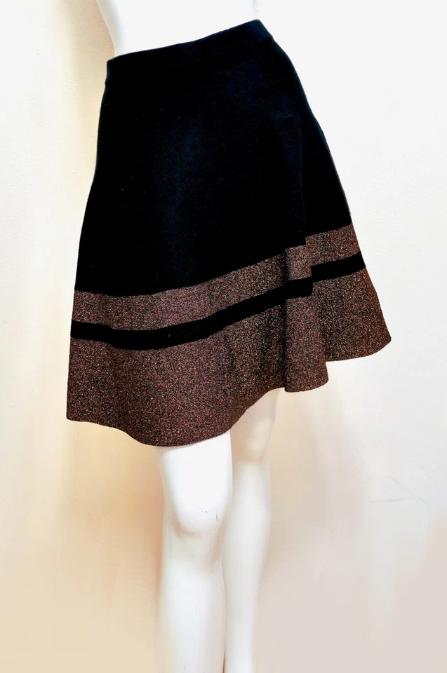 Falda Grace Elements Rich Knit Negra Cobre Cojo Metálico Brillo Columpio XS Foto 2 de 4