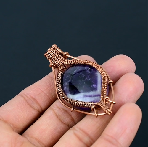 Schöne Amethyst Edelstein Handgemacht Kupfer Draht Schmuckanhänger CCP-054 - Video 1 von 1