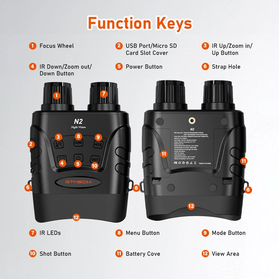 Infrarot Nachtsichtgerät brille Jagd Fernglas Videokamera mit Aufnahmefunktion - Bild 4 von 4