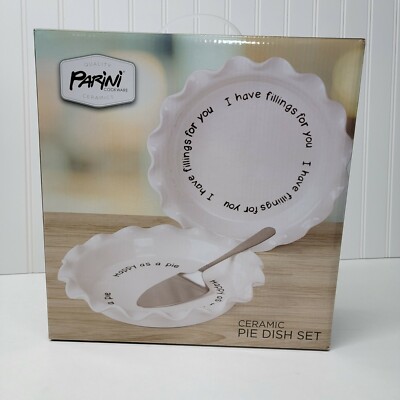 Parini White Ceramic Bakeware Pie Dish set happy as a pie dish set New M18 