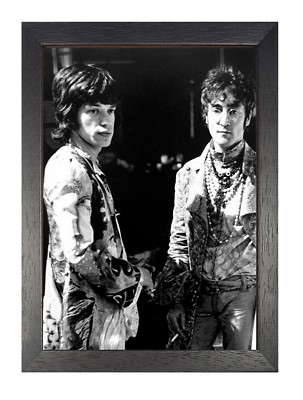 John Lennon & Mick Jagger Young Herren 60er Poster Musik Legende Star schwarz weiß 