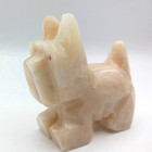 Dog Scottie Terrier Hand Carved Glossy Natural Onyx Stone Cream  Figurine — photo 1