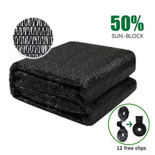 6 Ft. X 12 Ft. 50 Sunblock Shade Cloth Cover with Clips for Plants, Black