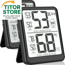 Antonki 2-Pack Room Thermometer, Digital Small Hygrometer 2 Pack, Black 
