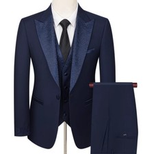Men's 3 Piece Sequin Tuxedo Suit Set Jacket Vest Pants Glitter Blazer for Stage