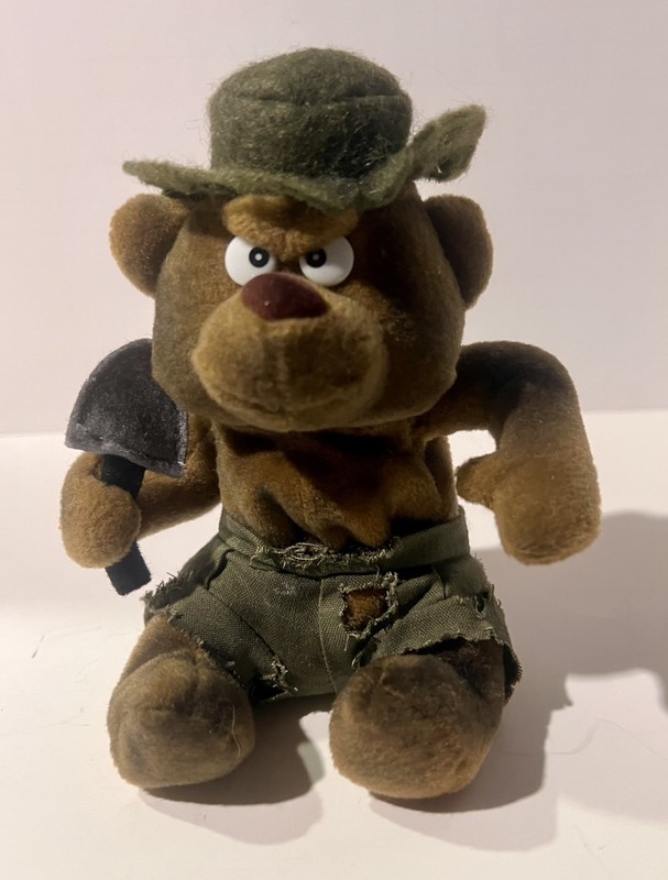 Vintage 1998 Meanies Series 2 Burny The Bear Burnt Fire Beanie Plush