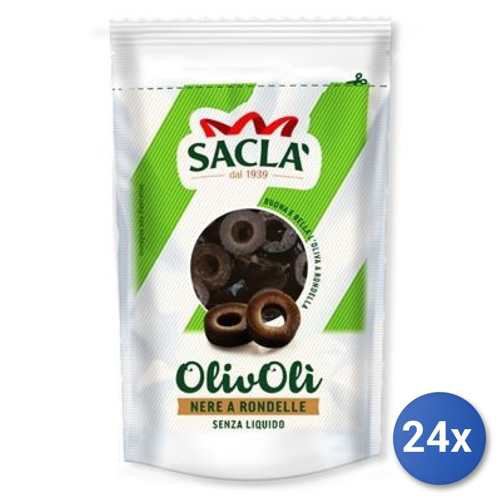 24X Multipack Sacla Black Olives Rondel Bag Gr 185