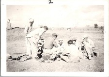 VINTAGE WWII Era Snapshot Photo Soldiers Overseas Group Portrait Military Life