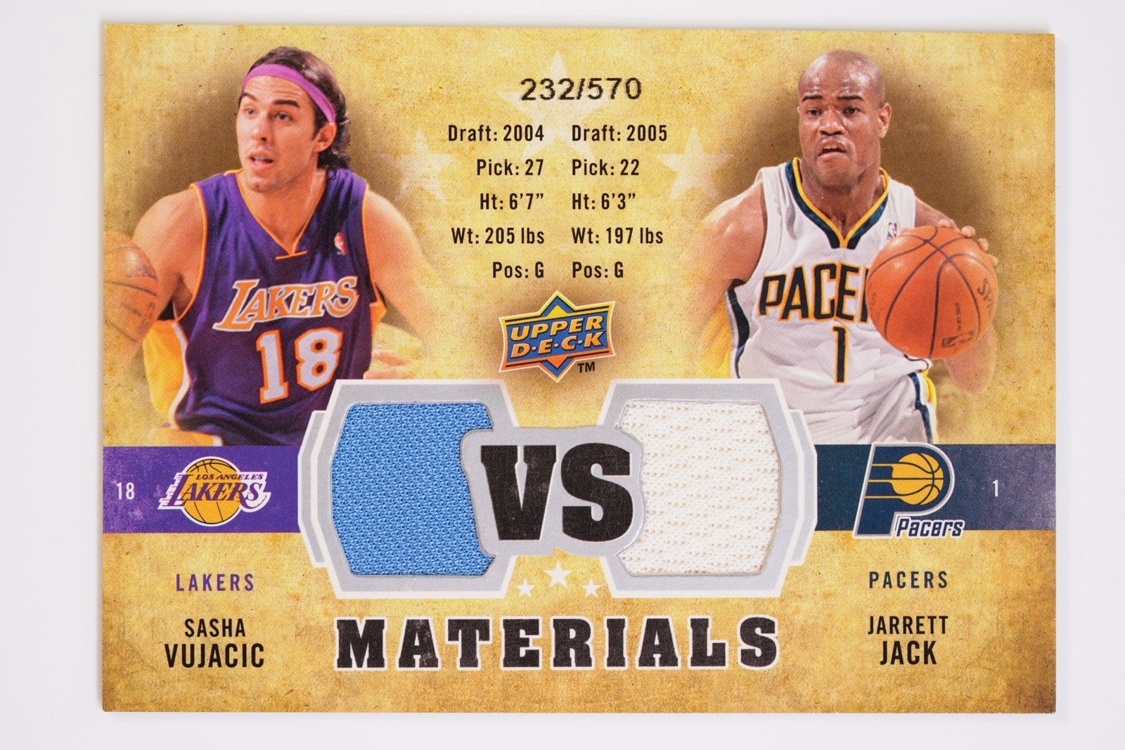 2009-10 Upper Deck #VS-VJ Jarrett Jack / Sasha Vujacic VS Materials #/570