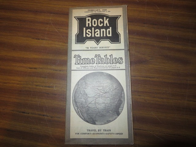 Rock Island Line Railroad Time Tables February 1935 Golden State Limited