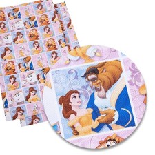 Disney Beauty  The Beast 100 Cotton Fabric by the Meter   Character Squares