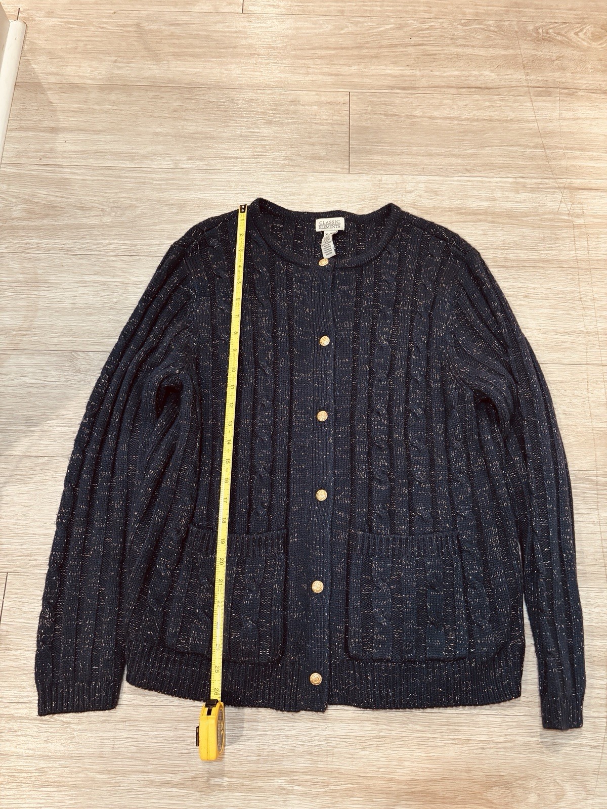 Classic Elements Cable Knit Cardigan Sweater Dark… - image 5