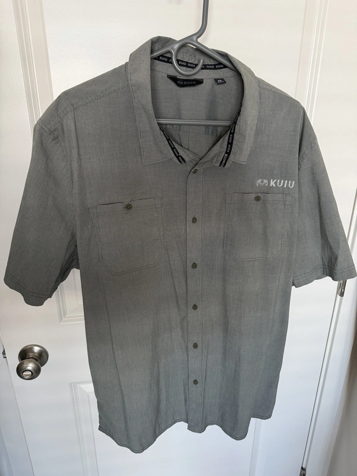 KUIU Mens Button Down Shirt Gray Short Sleeve Size Men’s XXL