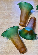 1 TULIPE AU CHOIX PARMI 3 Lustre opaline verte orangé pâte de verre 14,6 cm