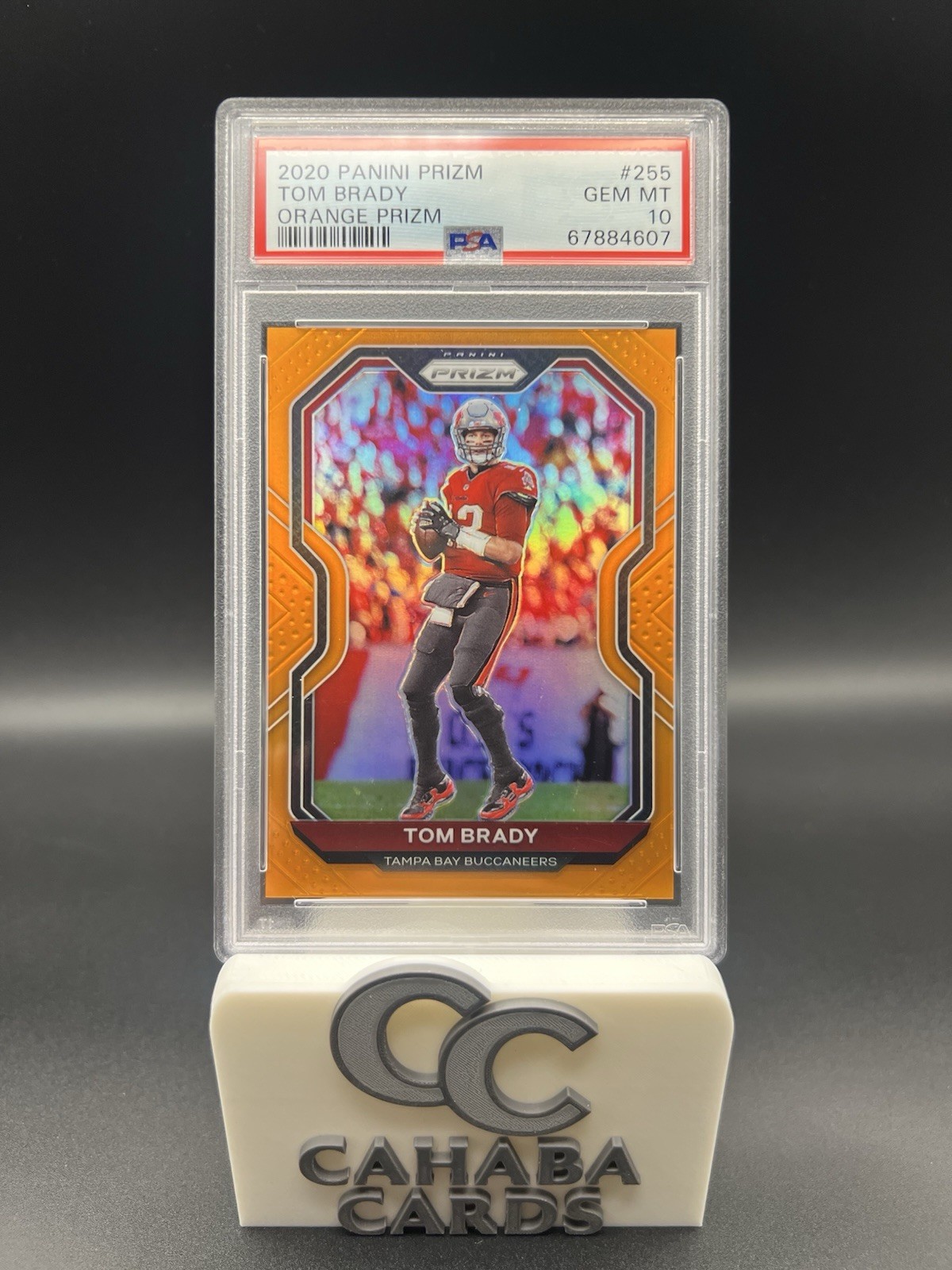 2020 Panini Prizm Tom Brady Orange Prizm 100/249 #255 PSA 10 GEM MINT POP 15