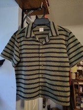 Wonder Nation Youth Medium 8 Green Striped Short Sleeve Knit Cardigan NWT