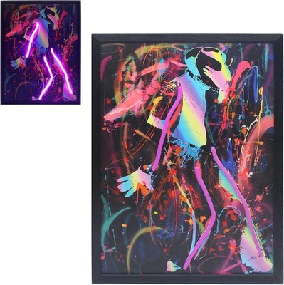 Wall Art Hanging Poster Moon Walk Dance Urban with LED Accents Decor 60x35cm