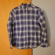 Ralph Lauren Boys L 14-16 Natural Stretch Plaid Long Sleeve Button Down Shirt