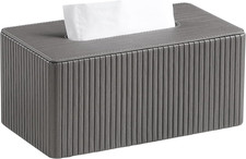 PU Leather Tissue Box Cover Rectangle Tissue Holder, Slate Grey