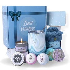 Birthday Gifts for Women – Relaxing Spa Care Package with Wine Tumbler, Bath Bom