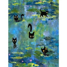 Black Cat Diamond Art Kit for Adults 5D Cute DIY Painting Craft Decor
