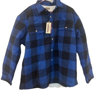 NWT Red Head Mens Flannel Sherpa Lined Flannel Size Large Red Black Plaid 