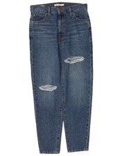 Levi's Womens Mom Distressed High Waist Jeans W29 L28 Blue Cotton BW07