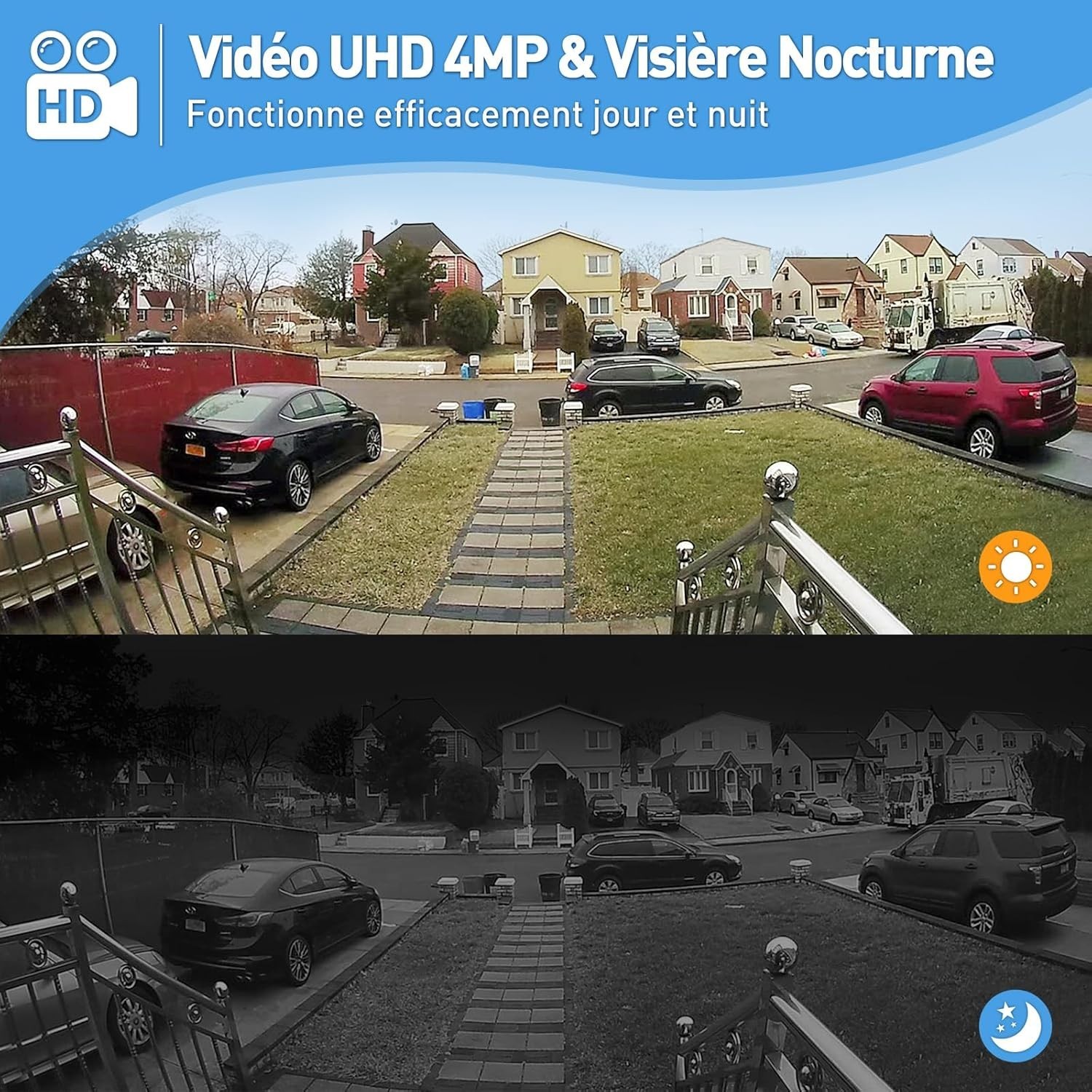 Sonnette sans fil extérieur étanche 4MP UHD au design robuste