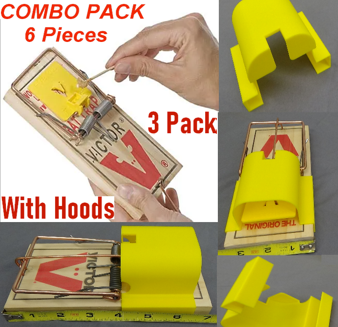 6 Pieces 3 Victor Large Professional Rat Traps & 3 Hood Covers