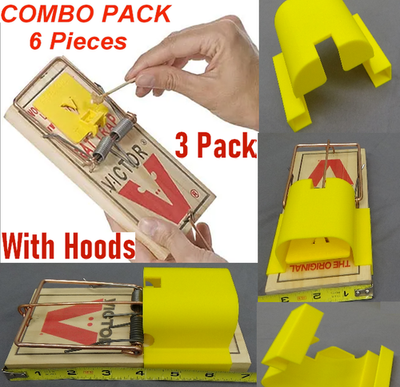 6 Pieces 3 Victor Large Professional Rat Traps & 3 Hood Covers