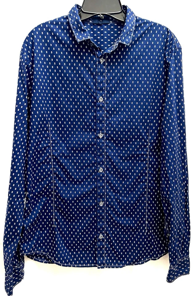 Pantalones de mezclilla para hombre Armani de algodón con botones ultra ajustados azules blancos fantasía XL elegantes Foto 2 de 4