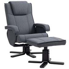 HOMCOM Swivel Recliner Chair with Footstool, Linen Upholstered