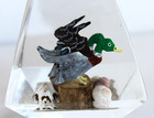 Vintage Hand Carved Painted 2 Ducks in Lucite/Acrylic Unique Canada Paperweight — photo 5