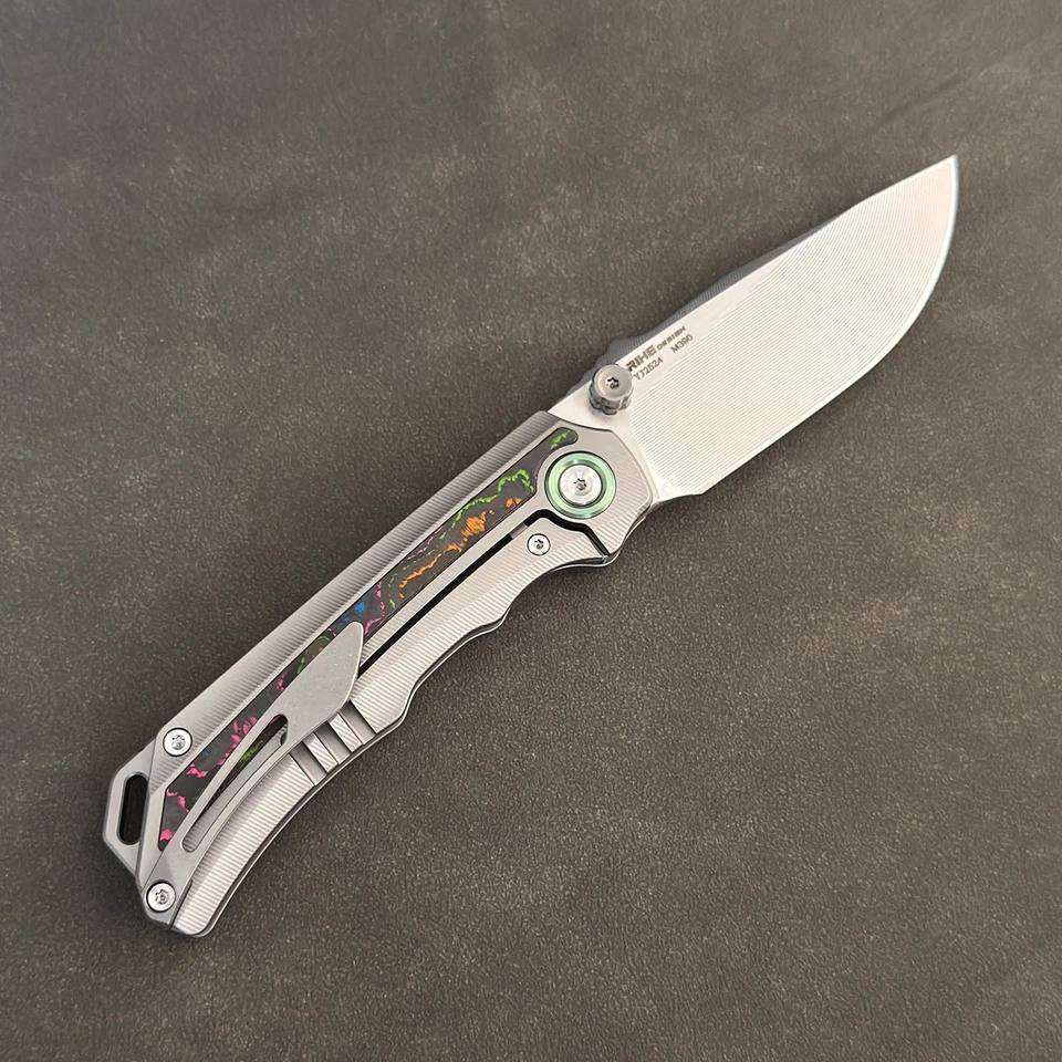 YJGDCN RIHE Design Folding Knife M390 Blade  Inlaid Carbon Fiber Handle YJ2524 - Image 4 of 4
