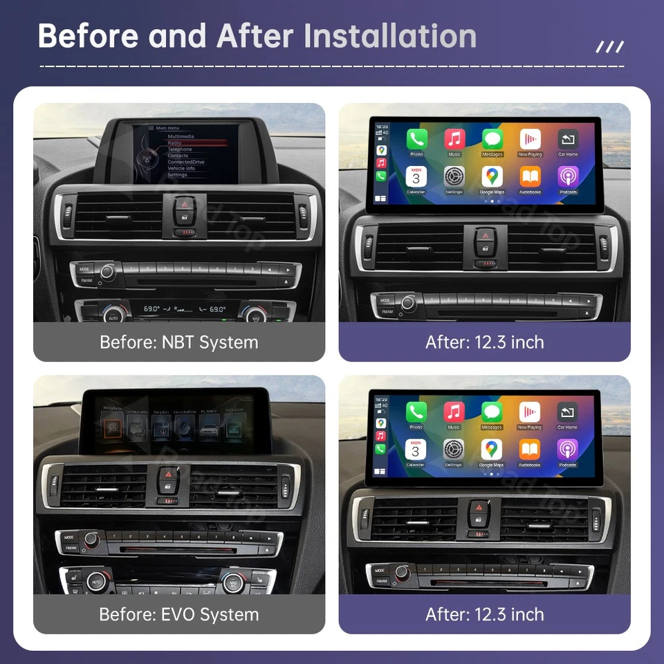 12.3"ultra-thin Wireless Carplay Touch Screen Stereo For BMW F20 F21 F22 F23 F45 - Image 3 of 4