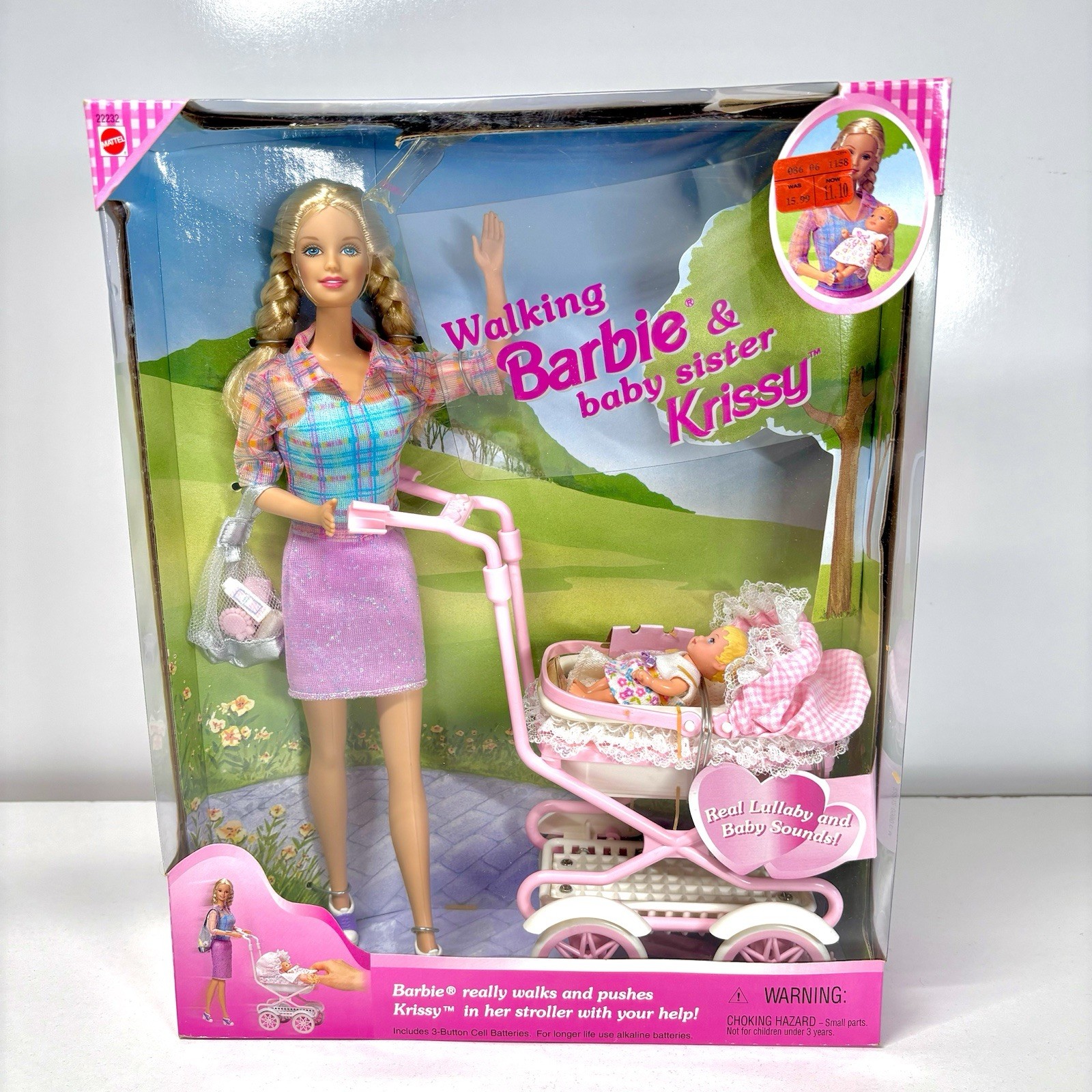1999 Walking Barbie & Baby Sister Krissy Play Set  -    NRFB